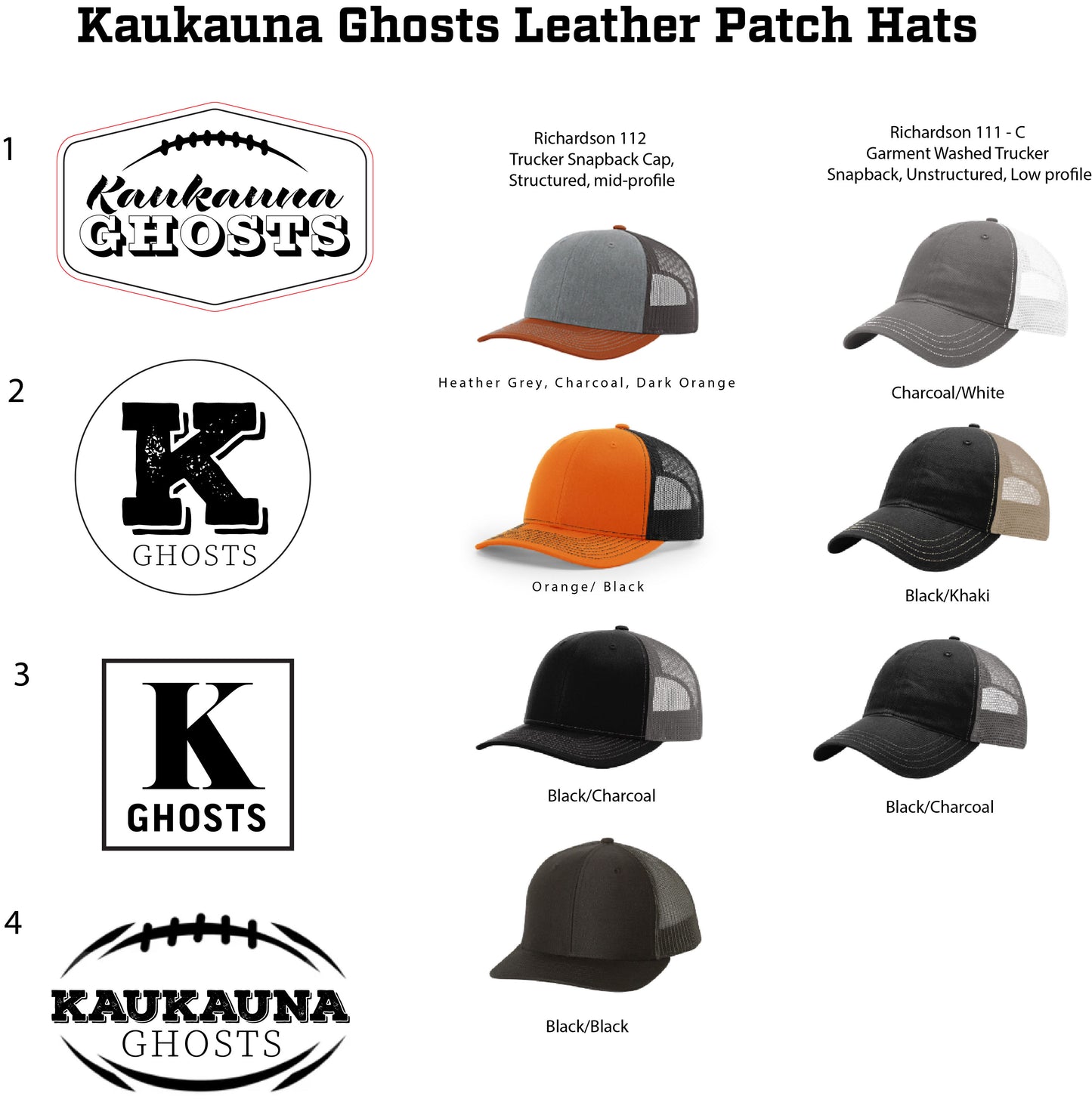 Kaukauna Football Leather Patch Hats
