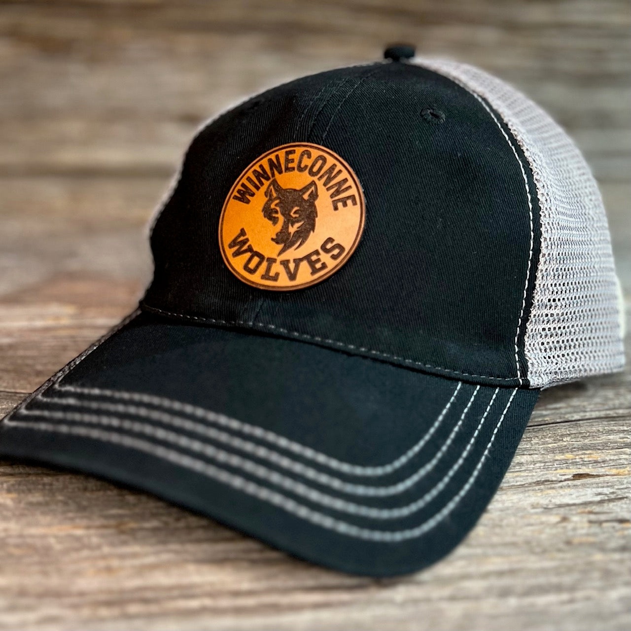 School Mascot Leather Patch Hat